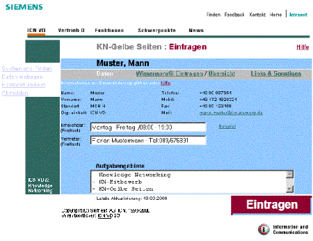 Alle persönlichen Kontaktdaten wurden automatisch aus dem Siemens Corporate Directory importiert.